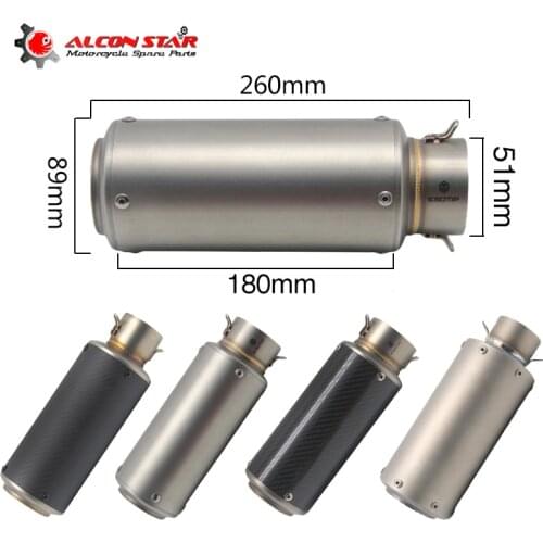 Alconstar- 51mm Universal Motorcycle Exhaust Muffler Escape Moto for Dirt Bike Scooter ATV Motobike Off Road NINJA GSXR Racing