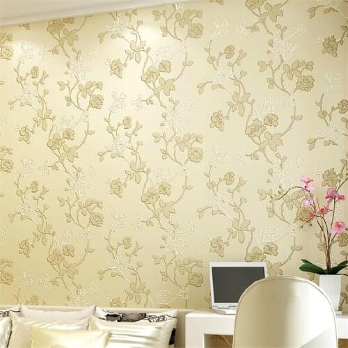 Beibehang Warm pink yellow plain 3D relief relief flower wallpaper modern bedroom living room background 3d wallpaper behang