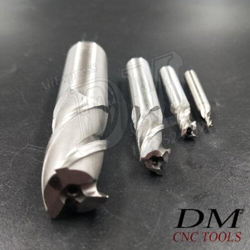 CNC White Steel Milling Cutter 5pcs 4.5mm 5mm 7mm 8mm Diameter Straight Shank End Mills Tungsten Steel 3 Flutes Milling Cutter