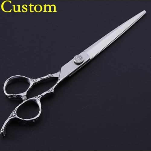 Custom High-grade professional 7 inch Japan 440c alloy Plum handle cut hair scissors shears cutting barber hairdressing scissors