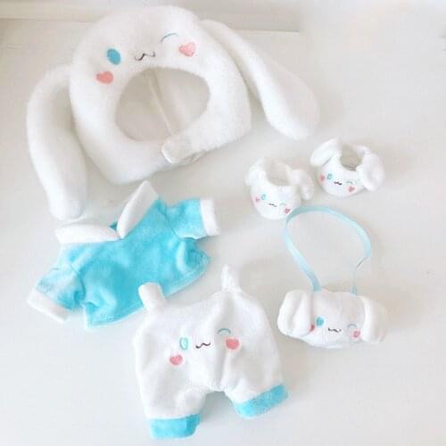 Blue dog overalls suit hat 20cm baby exo dress Star doll change to love beans doll clothes suit hat+shoes+coat+pant+bag