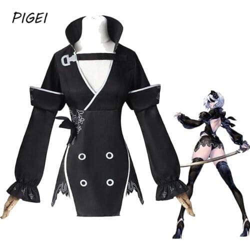 Game NieR:Automata 2B Cosplay Costumes Halloween YoRHa Cute Balck Battle Uniform for Girls Women Carnival Party Role Play Wigs