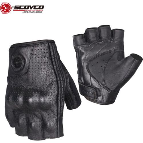 SCOYCO MC43 Half Finger Leather Motorcycle Gloves Breathable Wearproof Soft Protective Outdoor MBX Cycling Motorcycle Gloves