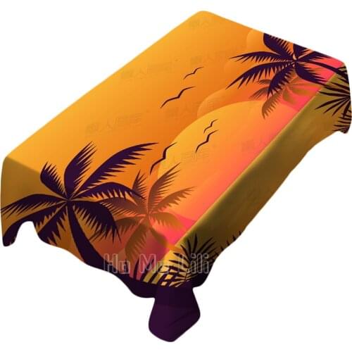 Creative Sunset Beach Sea Landscape Vector Map Tablecloth Indoor Outdoor Art Decoration