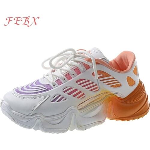 Women Vulcanized Shoes Female Lace-up Mesh Platform Sneakers Lady Mixed Color Leisure Sport Shoe Autumn Outdoor Womens Footwear