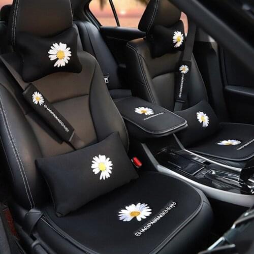 Daisy Series Ice Silk Material Four Seasons Summer Cool Car Interior Accessories Waist Support Car Neck Pillow