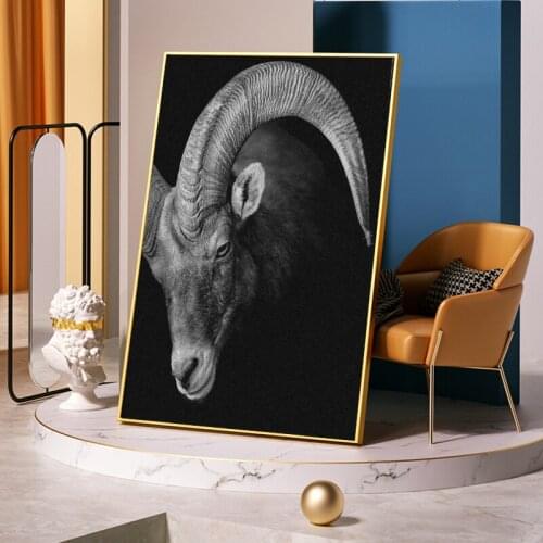 Wild Black Goat Face Modular Pictures Canvas Prints Painting Animal Cool Wall Art Poster Home For Living Room Decoration Frame