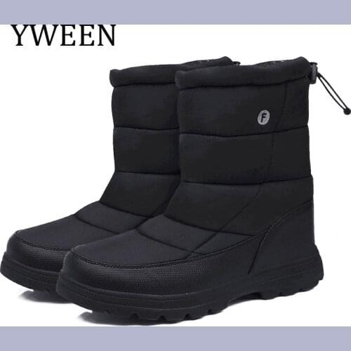 YWEEN Boots Men Snow Boots 2020 New Black Waterproof Men Winter Boots Plush Very Warm Non-slip Outdoor Cotton Shoes Footwear
