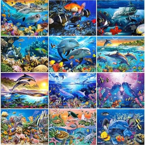 DIY 5d Diamond Painting dolphin icon diamond embroidery Diamonds Picture Full Square Drill Diamond embroidery by photo Home Deco