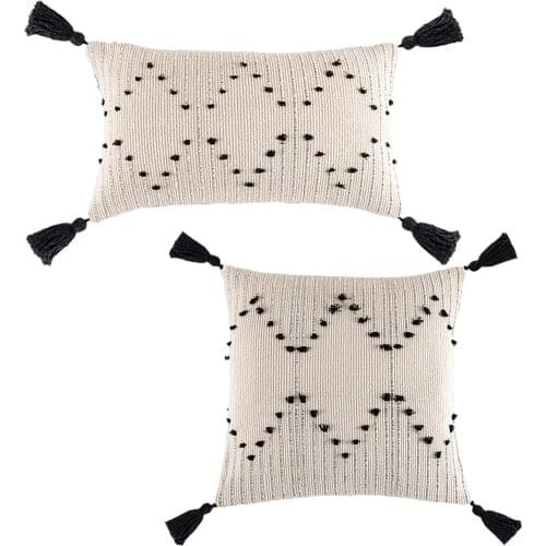 Embroidery Tassels Cushion Cover Modern Simplicity Square Throw Pillow Covers for Sofa Decor