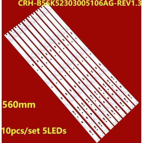100% New 10pcs/Kit LED strips for HAIER 55 TV 55UGX3500 CRH-B55K52303005106AG-REV1.3 W CRH-B55K52303005106AG-REV1.3 I