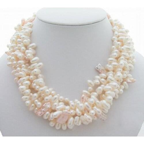 Unique Pearls jewellery Store 8mm White Color Baroque Genuine Freshwater Pearl Necklace Charming Women Gift Fine Jewelry