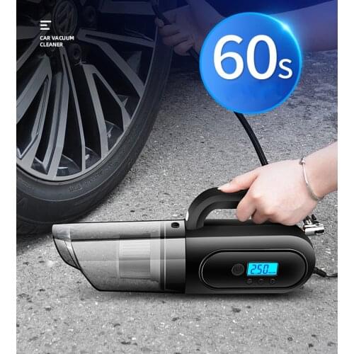 Portable Car Air Pump Compressor 4 in 1 Auto Vacuum Cleaner Digital Tire Pressure Gauge LED Lighting Automotive Inflator 4in1