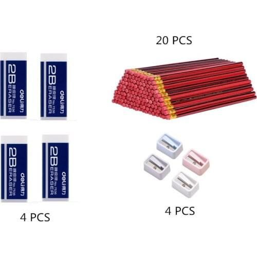 Simple Pencil / Pencil Sharpener / HB Writing Learning Drawing Pencil Drawing Stationery / with Rubber 28 PCS / Set of Classic