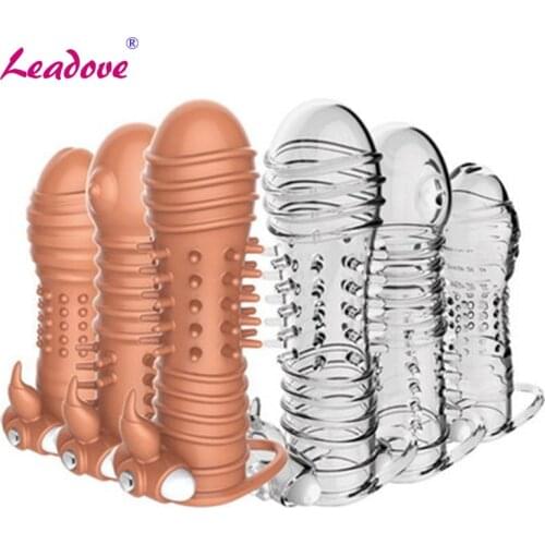 Realistic Penis Extension Cock Sleeve Reusable Silicone Penis Enlarger Delay Condoms For Men Dildo Enhancer Sex Toys YS0359