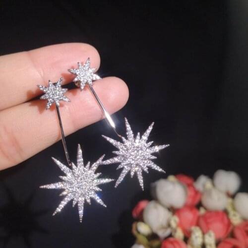 AAA Quality Pave Premium Zircon Crystals Star Stud Earrings S925 Silver Ear Post Double Used Earrings for Women Fine Jewelry