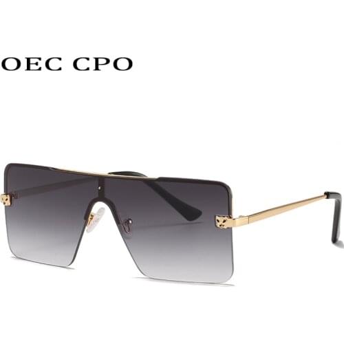 OEC CPO Ladies Fashion One Piece Goggle Sunglasses Women Brand Designer Big Frame Sun Glasses Female Shades Men Square Eyewear