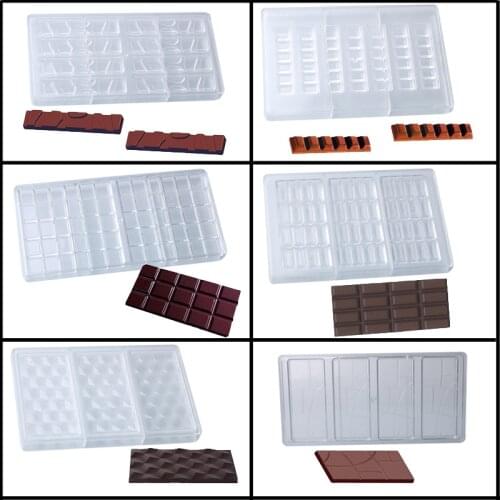 Meibum Polycarbonate Hard Candy Chocolate Mold Strip Blocky Line Texture Pattern Confectionery Mould Party Cake Decorating Tools