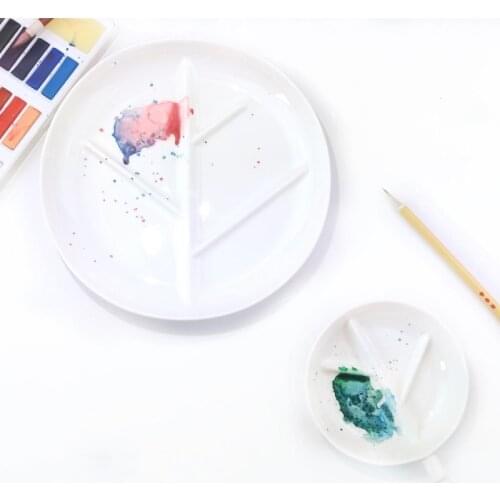 Tree branch ceramic Color Palette Watercolor Painting Dish Water Powder Dish Chinese Painting White Porcelain Color Palette