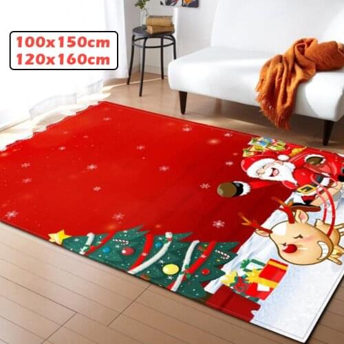 WUJIE 120x160cm 3D Christmas Area Rugs for Living Room Anti-slip Floor Mat Xmas Bedroom Carpet Soft Doormat Home Decoration