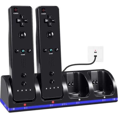 4 Ports Charging Stand Dock Station for Nintendo Wii Game Console Gamepad Game Controller Joystick Charger with LED Indicator