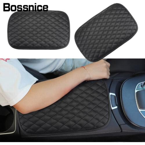 1pc Car Armrest Pad Cover Leather Center Console Box Cushion Mat Protector Black Waterproof Car Accessories Interior Universal