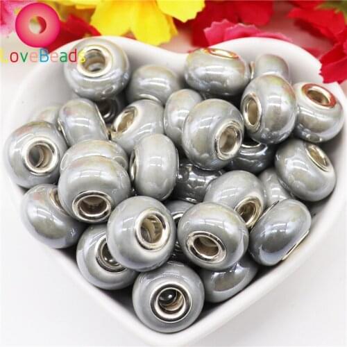 10Pcs Big Hole Round Smooth Glass Spacer Beads Charms Fit for Women Bracelet Bangle Snake Chain Necklace DIY Jewelry Supplies