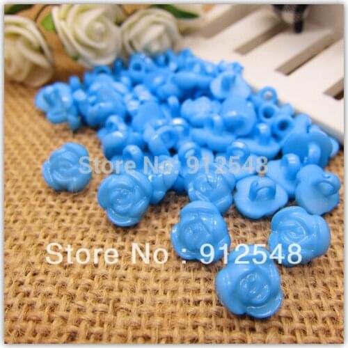 11mm 100pcs blue rose shape plastic buttons flower buttons for children garment ,mgh005