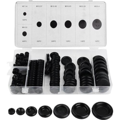 170pcs Black Rubber Grommet Firewall Hole Plug Eyelet Set Grommet Gasket Rings for Car Electric Wire Cylinder Valve Water Pipe