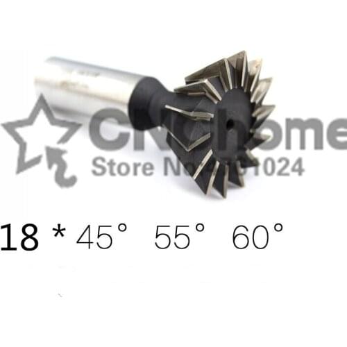 2PCS 18*45/18*55/18*60 degrees high speed steel straight shank dovetail milling cutter, HSS straight shank milling cutter