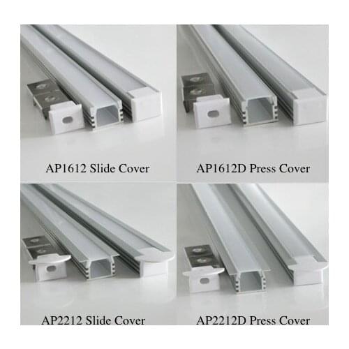 20m (20pcs) a lot, 1m per piece anodized aluminum profile extrusion for led bar light Slide press clear or milky diffuse cover