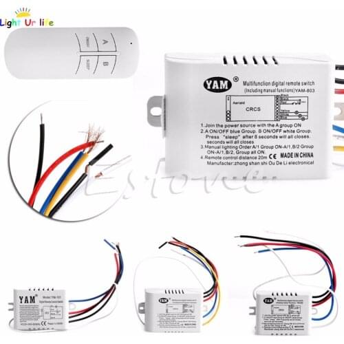 220V 1/2/3 Ways Wireless ON/OFF Lamp Remote Control Switch Receiver Transmitter-25