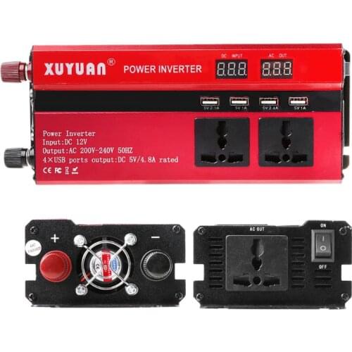 4000W Solar Power Inverter Sine Wave LED 4 USB DC12/24V To AC110V/220V Convert