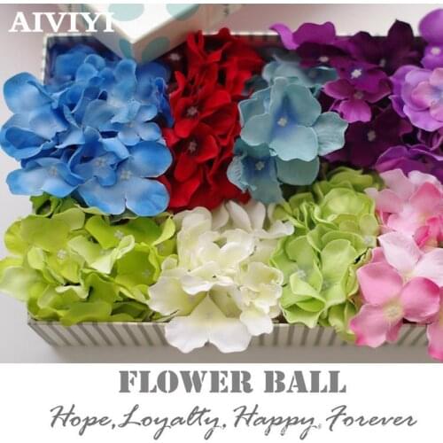 50PCS silk hydrangea flower heads photography 20 colors artificial wedding fake flower decoration home hotel background