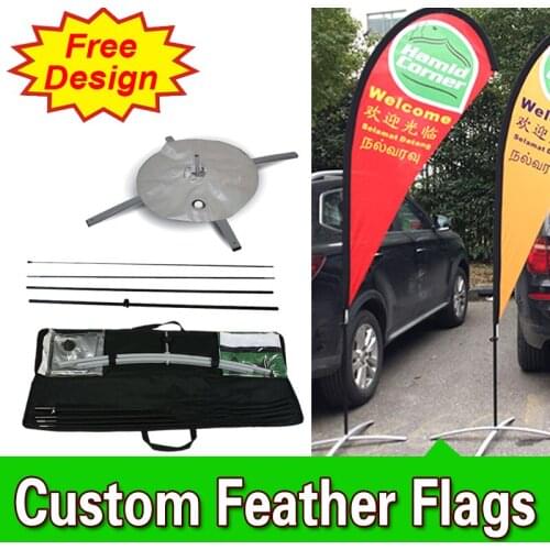 Free Design Free Shipping Double Sided Teardrop Flag Cross Base Signs Advertising Ad Flags Feather Sign Custom