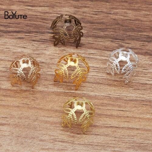 BoYuTe (100 Pieces/Lot) 16MM Metal Filigree Leaf Bead Caps with Loop Diy Hand Made Jewelry Accessories Wholesale