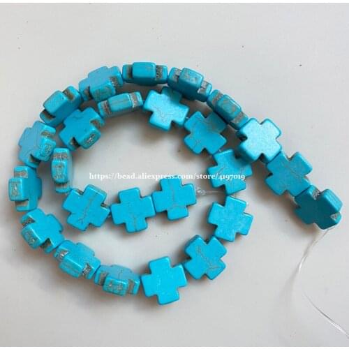 Free Shipping 15MM 20MM 25MM Turquoises Howlite Cross Beads 15" Strand Pick Size For Jewelry Making