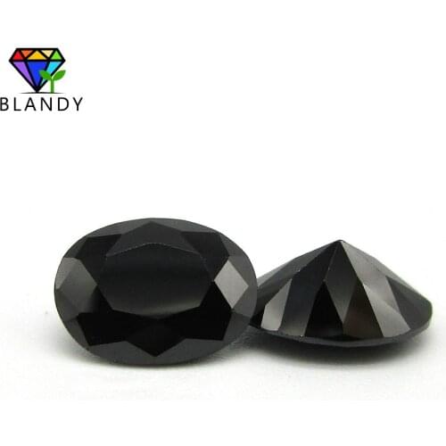 Wholesale Price 5A Quality 100pcs 10*12mm Oval Cut Black Glass Gem Stone Synthetic Beads for Fashion Jewelry