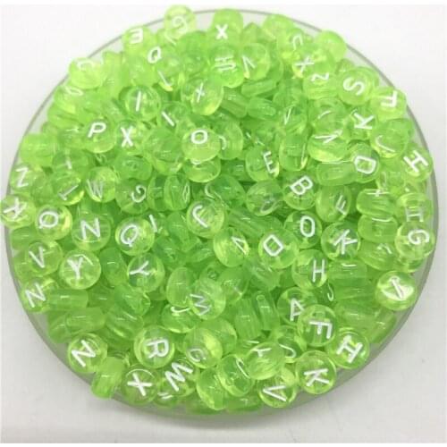 100pcs 7mm Letter Beads Green Mix Oval Shape 26 Alphabet Charms DIY Beads For Bracelet Necklace Jewelry Making