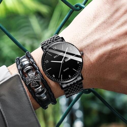 Military Quartz Wristwatch Men Top Brand Luxury Black Steel Analog Business Watches Mens Date Waterproof Watch Men Reloj Hombre