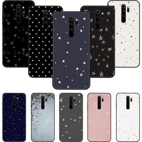 Phone Case For Xiaomi Redmi Note 8 8T 7 7A 9 9S 8A 4 5 Pro Black Cover Bumper Soft Funda 3D Prime Silicone Cute Star Pattern
