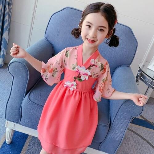 Kids Cheongsam Dresses for Girl Children Flower Party Dress Teenager Kids Formal Wedding Dress Open Back Girls Princess Dresses
