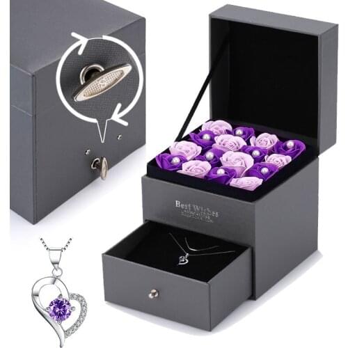 High-end Exquisite Eternal Flower music box Rose necklace decoration Crafts fashion Christmas Creative birthday gift For girl