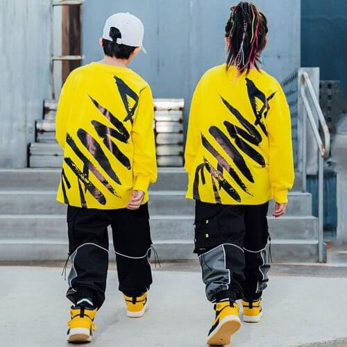 New Hip Hop Dance Clothes Boys Street Ballroom Practice Wear Girls Hip Hop Tops Pants Long Sleeve Kids Modern Dance Wear BL5315