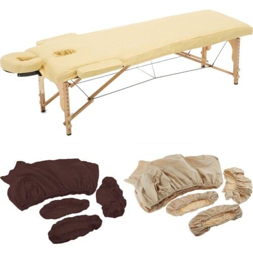 2Set Cotton Massage Table Sheets Face Cradle Hand Pillow Cover Kit Yellow+Coffee