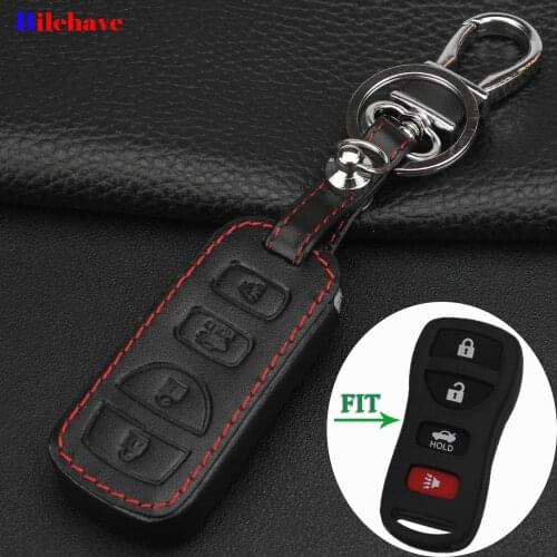 Bilchave 4 Buttons Remote Car Hand-stitched leather Case Cover Fob For Nissan Altima Maxima Armada 35OZ Quest Sentra Holde