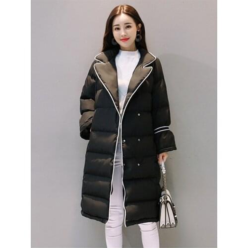 2018 Winter New Womens Fashion Cotton Jacket Long Paragraph Wild Casual Coat Long Sleeve Large Size Womens Clothing