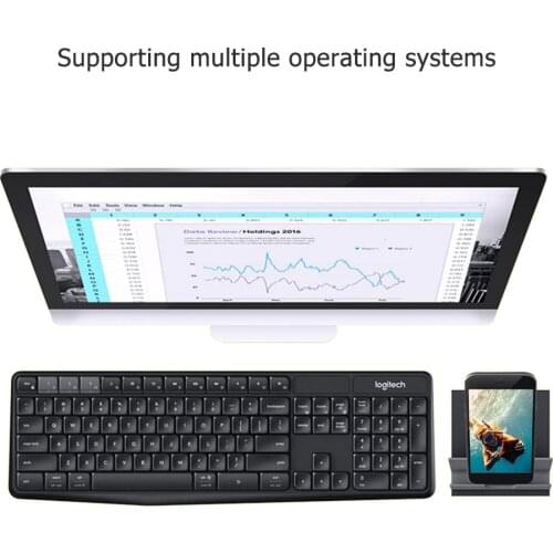 Logitech K375S Portable 104 Keys Bluetooth 2.4GHz USB Wireless Dual Mode Keyboard for Laptop Notebook PC with Universal Stand