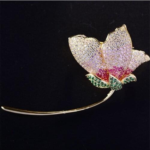 Fashion Zircon Flower Brooches for Women Gift Luxury Crystal Rhinestone Handmade Brooch Pin Wedding Vintage Accessory broche