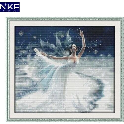 NKF Ballet on Ice Cross Stitch 14CT 11CT DIY Kits Needlework Counted Cross Stitch Kit for Embroidery Cross Crafts Cross Stitch
